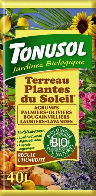 TERREAU BIO TONUSOL AGRUMES ET PLANTES DU SOLEIL 40 L.